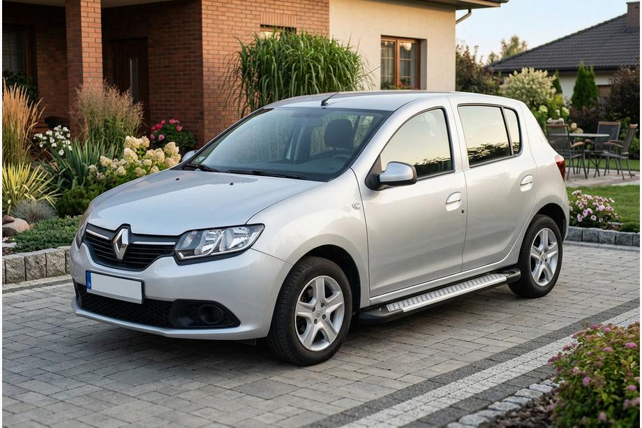 Renault Sandero 2013-2022 рр. Бокові пороги Allmond Grey (2 шт., алюм.) Image