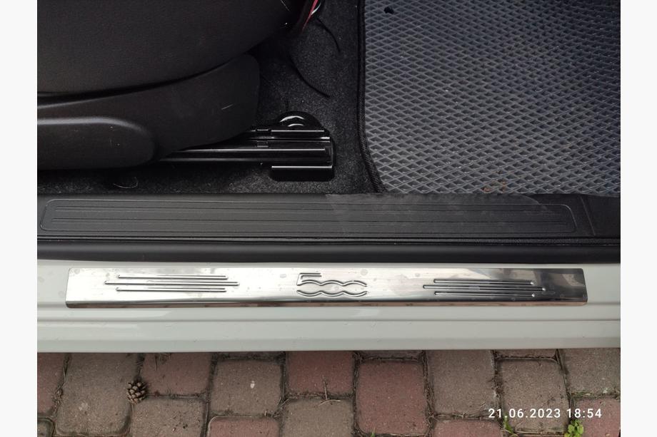 Fiat 500/500L 2013-2022 рр. Накладки на пороги 500 (Carmos, 2 шт, нерж) Фото 4
