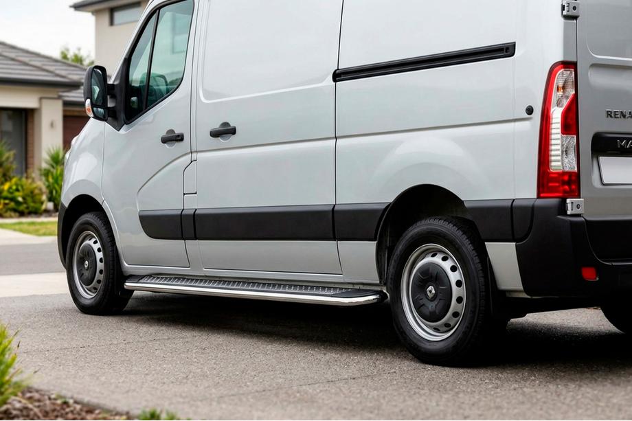 Renault Master 2011-2023 рр. Бокові пороги Maydos V2 (2 шт., алюміній) Image