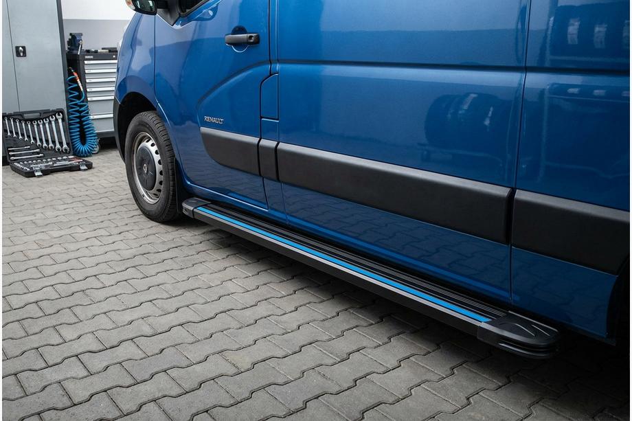 Renault Master 2011-2023 рр. Бокові пороги Maya Blue (2 шт., алюміній) Image