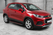 Chevrolet Trax 2012-2023 рр. Бокові пороги Maya Red (2 шт., алюміній) фото 1
