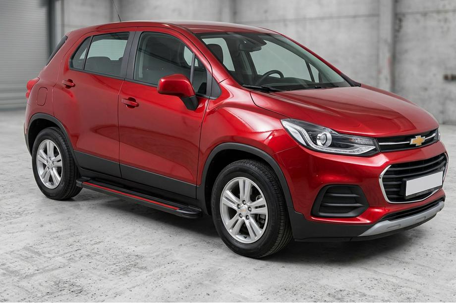 Chevrolet Trax 2012-2023 рр. Бокові пороги Maya Red (2 шт., алюміній) Image