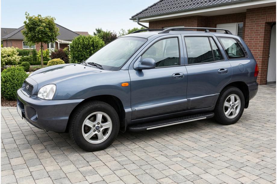 Hyundai Santa Fe 1 2000-2006 рр. Бокові пороги Bosphorus Grey (2 шт., алюміній) Image