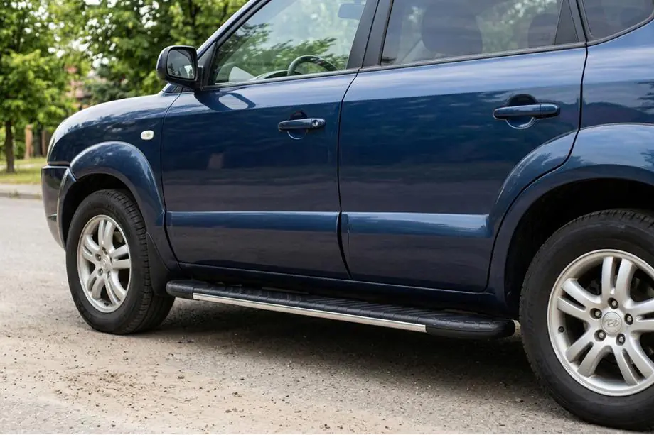 Hyundai Tucson JM 2004- рр. Бокові пороги Bosphorus Grey (2 шт., алюміній) Image