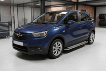 Opel Crossland X 2017-2024 рр. Бокові пороги Maydos V2 (2 шт., алюміній ↗ нерж) фото 1