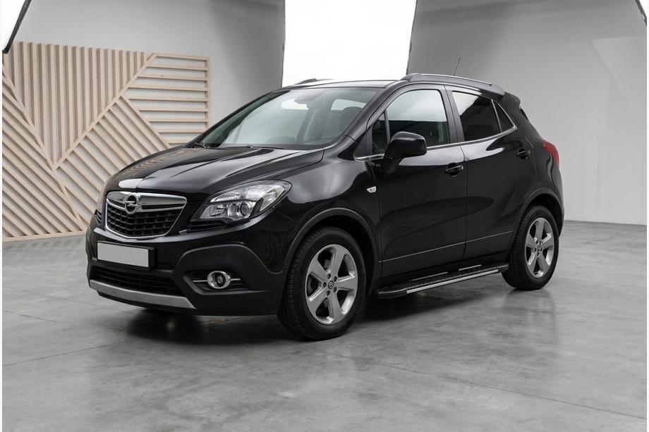 Opel Mokka 2012-2021 рр. Бокові пороги Bosphorus Grey (2 шт., алюміній) Image