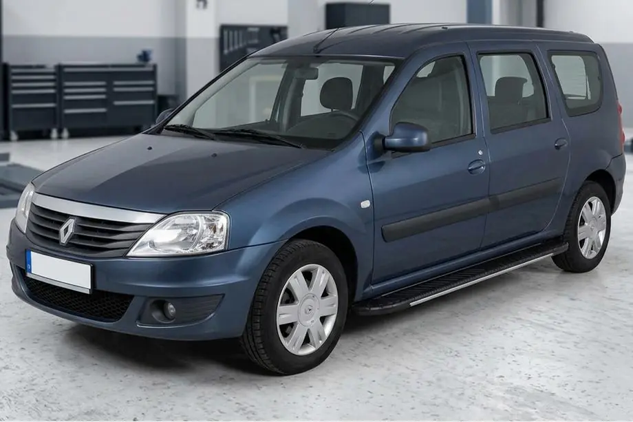 Renault Logan MCV 2005-2013 рр. Бокові пороги Bosphorus Grey (2 шт., алюміній) Image