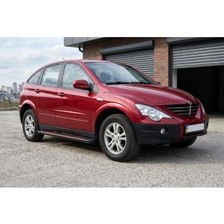 Бокові пороги Maya Red (2 шт., алюміній) SsangYong Action 2005-2018 рр. фото 1