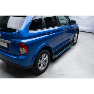 Бокові пороги Maya Blue (2 шт., алюміній) SsangYong Action 2005-2018 рр. фото 1