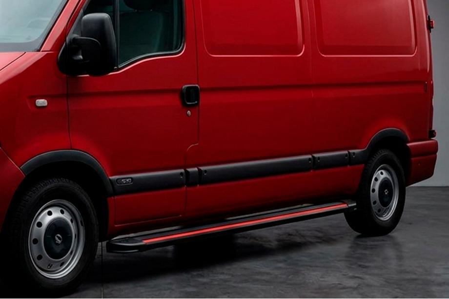Renault Master 1998-2010 рр. Бокові пороги Maya Red (2 шт., алюміній) Image
