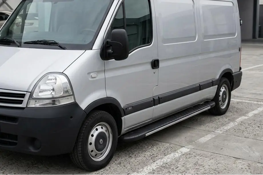 Renault Master 1998-2010 рр. Бокові пороги Bosphorus Grey (2 шт., алюміній) Image