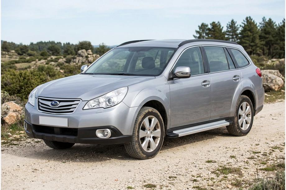 Subaru Outback 2009-2014 рр. Бокові пороги Maya V2 (2 шт., алюміній) Image