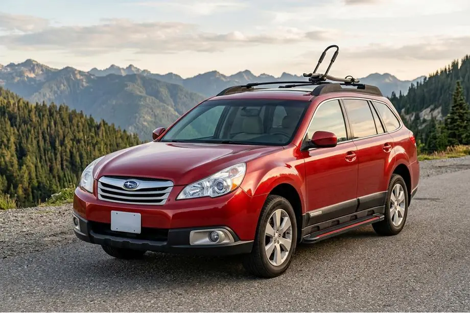 Subaru Outback 2009-2014 рр. Бокові пороги Maya Red (2 шт., алюміній) Image