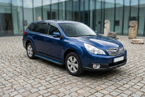 Subaru Outback 2009-2014 рр. Бокові пороги Maya Blue (2 шт., алюміній) фото 1