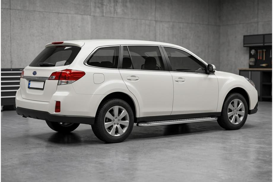 Subaru Outback 2009-2014 рр. Бокові пороги Maydos V2 (2 шт., алюміній ↗ нерж) Image