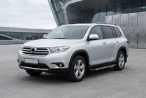 Toyota Highlander 2008-2013 рр. Бокові пороги Bosphorus Grey (2 шт., алюміній) фото 1