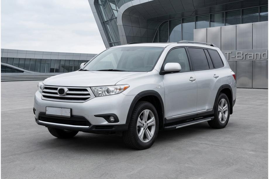 Toyota Highlander 2008-2013 рр. Бокові пороги Bosphorus Grey (2 шт., алюміній) Image