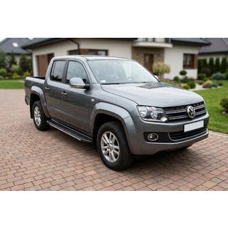 Бокові пороги Bosphorus Grey (2 шт., алюміній) Volkswagen Amarok 2010-2022 рр. фото 1