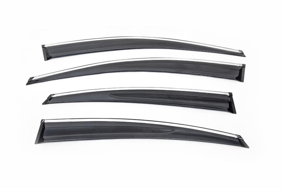 Hyundai Accent 2011-2017 рр. Вітровики з хромом SD (4 шт., Sunplex Chrome) Фото 2