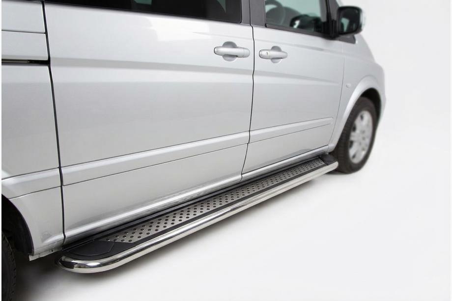 Mercedes Vito/V-class W447 2014- рр. Бокові пороги Maydos V2 (2 шт., алюміній) Коротка (short) і середня (Long) Фото 1