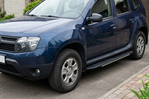 Dacia Duster 2008-2018 рр. Бокові пороги Bosphorus Grey (2 шт., алюміній) фото 1