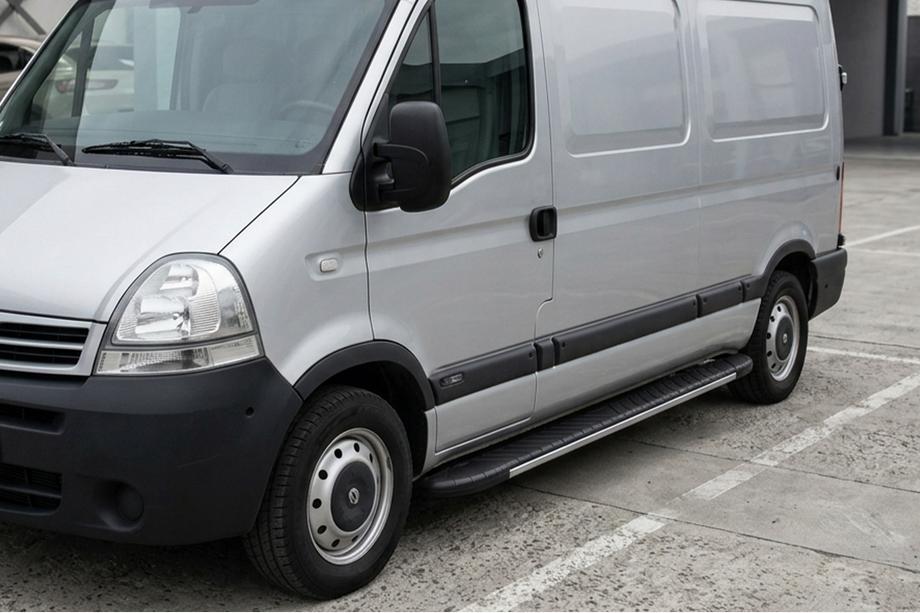 Opel Movano 2004-2010 рр. Бокові пороги Bosphorus Grey (2 шт., алюміній) Image