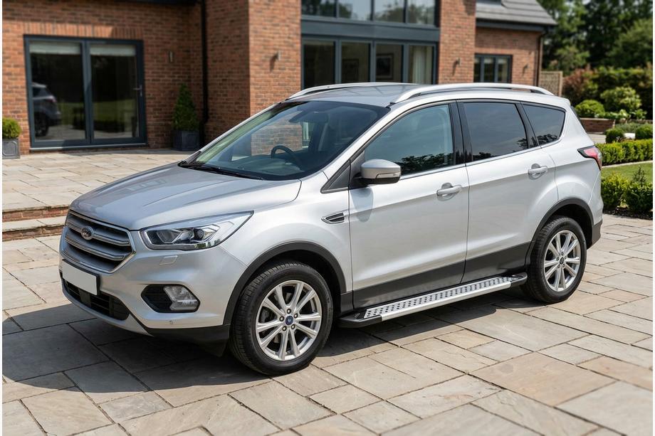 Ford Kuga/Escape 2013-2019 рр. Бокові пороги Vision New Grey (2 шт., Алюміній) З чорним листям на дверях Фото 1