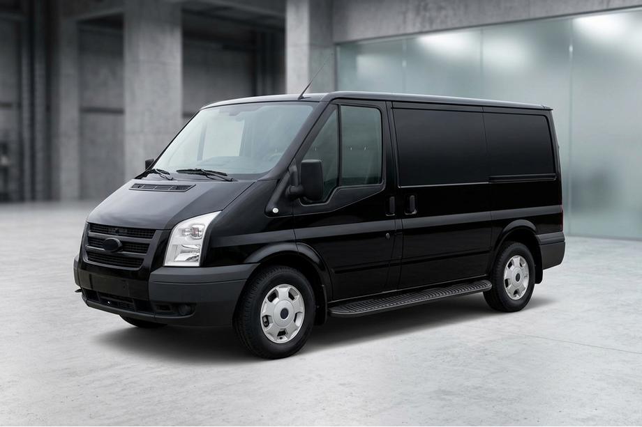 Ford Transit 2000-2014 рр. Бокові пороги Tayga Black (2 шт., алюміній) Image