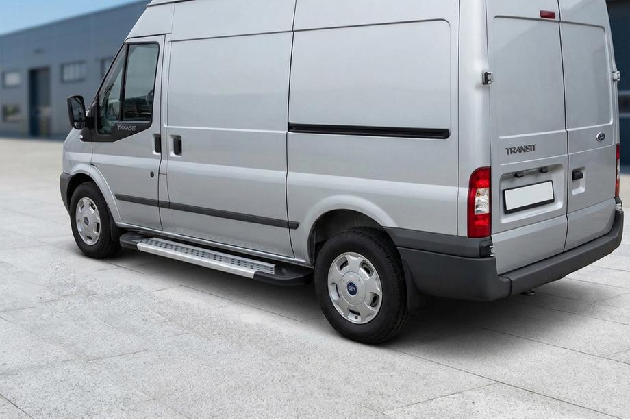 Ford Transit 2000-2014 рр. Бокові пороги New Vision Grey (2 шт., алюміній) L3/L4 (довга) Фото 1