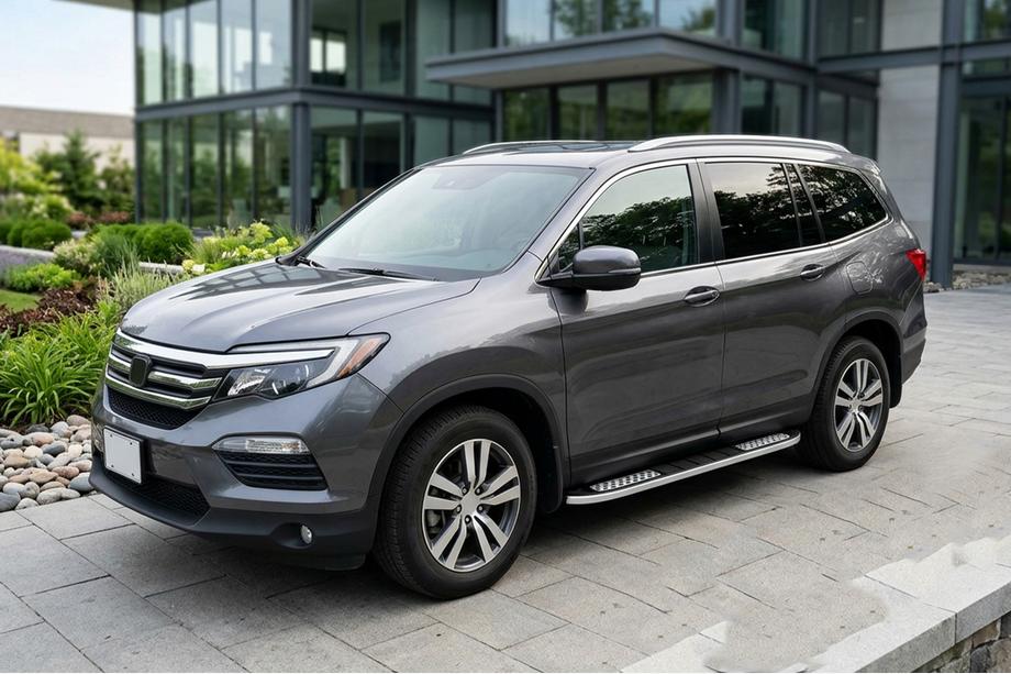 Honda Pilot 2015-2022 рр. Бокові пороги Tayga V2 (2 шт., алюміній) Image