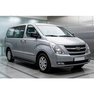 Бокові пороги Tayga Black (2 шт., алюм.) Hyundai H300, H1, Starex 2008-2020 рр. фото 1