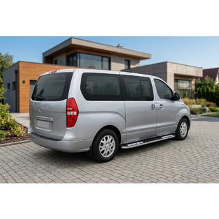 Бокові пороги Tayga V2 (2 шт., алюм.) Hyundai H300, H1, Starex 2008-2020 рр. фото 1