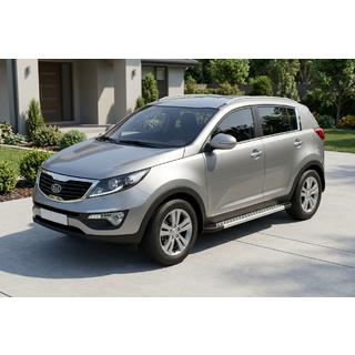 Бокові пороги New Vision Grey (2 шт., алюміній) Kia Sportage 2010-2015 рр. фото 1