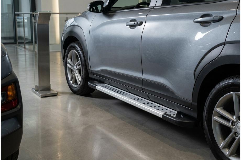 Hyundai Kona 2017-2023 рр. Бокові пороги New Vision Grey (2 шт., алюміній) Фото 1