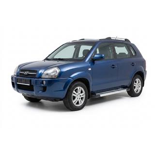 Бокові пороги New Vision Grey (2 шт., алюміній) Hyundai Tucson JM 2004- рр. фото 1