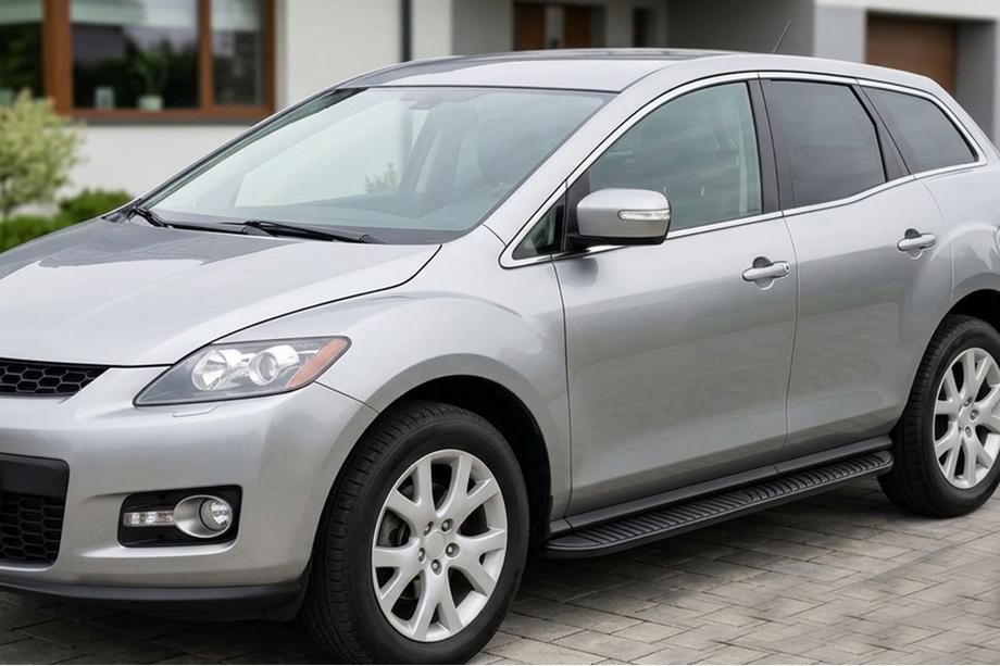 Mazda CX-7 2006-2012 рр. Бокові пороги Tayga Black (2 шт., алюміній) Image
