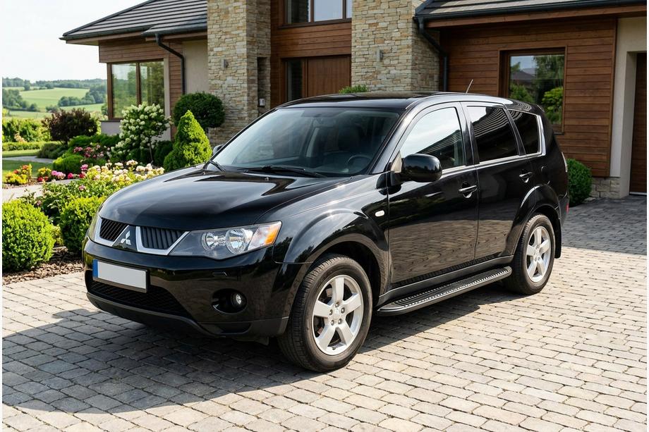Mitsubishi Outlander 2006-2012 рр. Бокові пороги Tayga Black (2 шт., алюміній) Фото 1