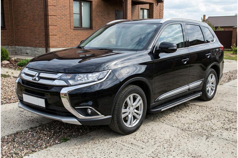 Mitsubishi Outlander 2012-2021 рр. Бокові пороги Bosphorus Grey (2 шт., алюміній) Фото 1