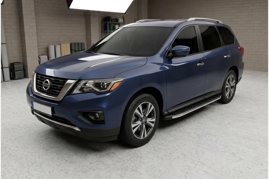 Nissan Pathfinder R52 2012-2021 рр. Бокові пороги BlackLine (2 шт, алюміній) Фото 1