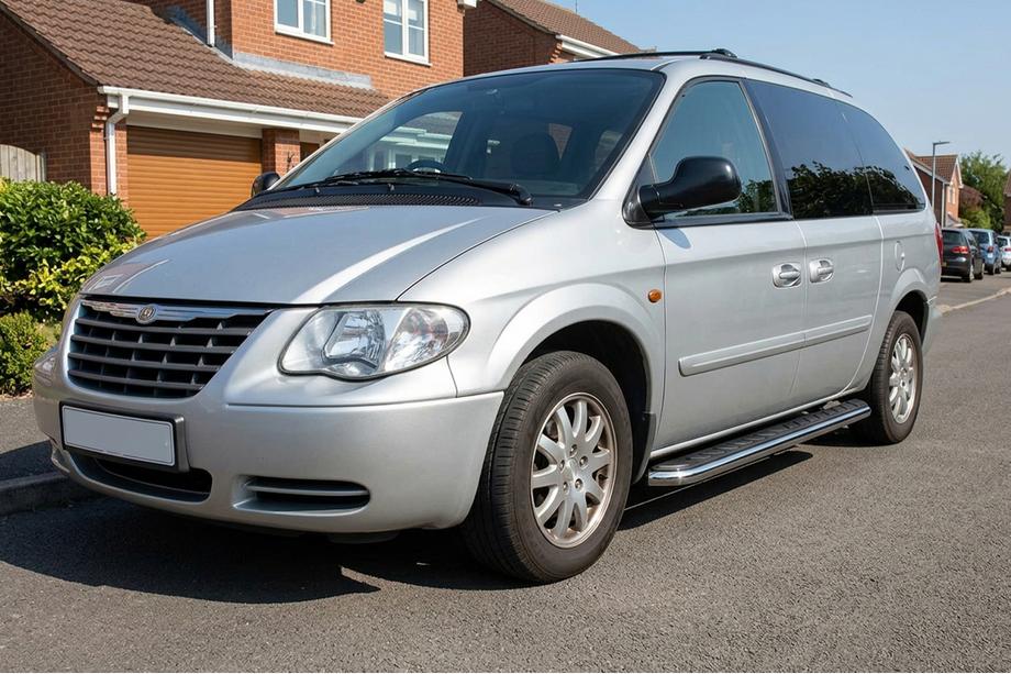Chrysler Voyager 2001-2007 рр. Бокові пороги Maydos V1 (2 шт., алюміній) Image