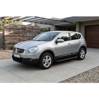 Бокові пороги Tayga Black (2 шт., алюміній) Nissan Qashqai 2007-2010 рр. фото 1