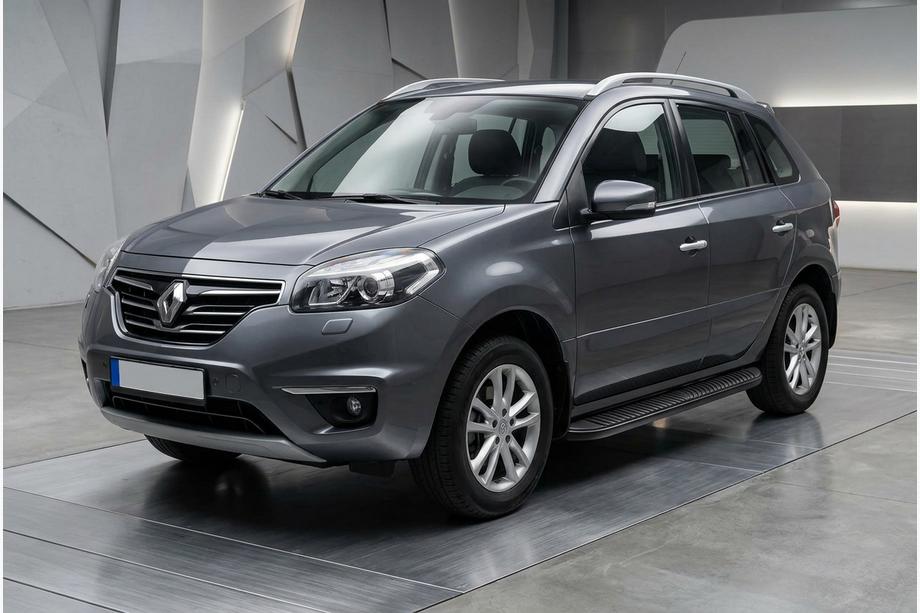 Renault Koleos 2008-2016 рр. Бокові пороги Tayga Black (2 шт., алюміній) Image