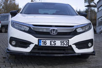 Honda Civic Sedan X 2016-2021 рр. Накладка на передній бампер ЛИП V1 (чорна) фото 6