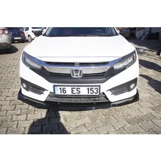 Накладка на передній бампер ЛИП V1 (чорна) Honda Civic Sedan X 2016-2021 рр. фото 4