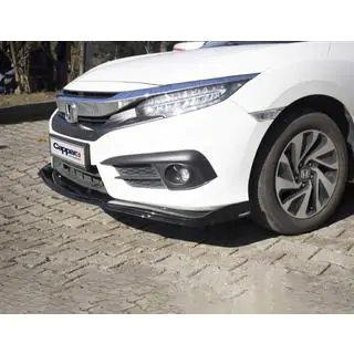 Накладка на передній бампер ЛИП V1 (чорна) Honda Civic Sedan X 2016-2021 рр. фото 2
