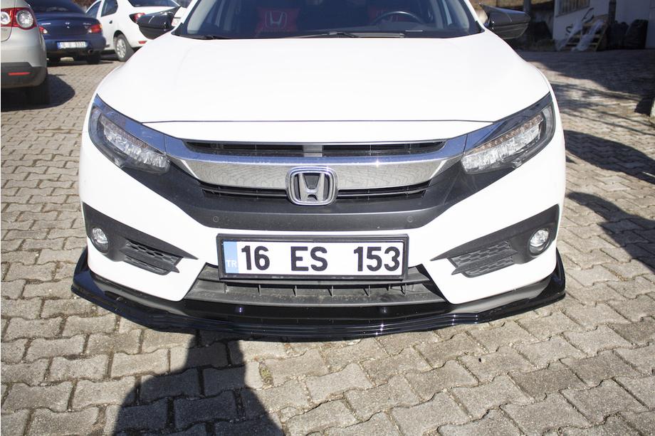 Honda Civic Sedan X 2016-2021 рр. Накладка на передній бампер ЛИП V1 (чорна) Фото 4