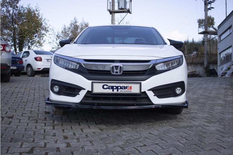 Honda Civic Sedan X 2016-2021 рр. Накладка на передній бампер ЛИП V1 (чорна) Фото 5
