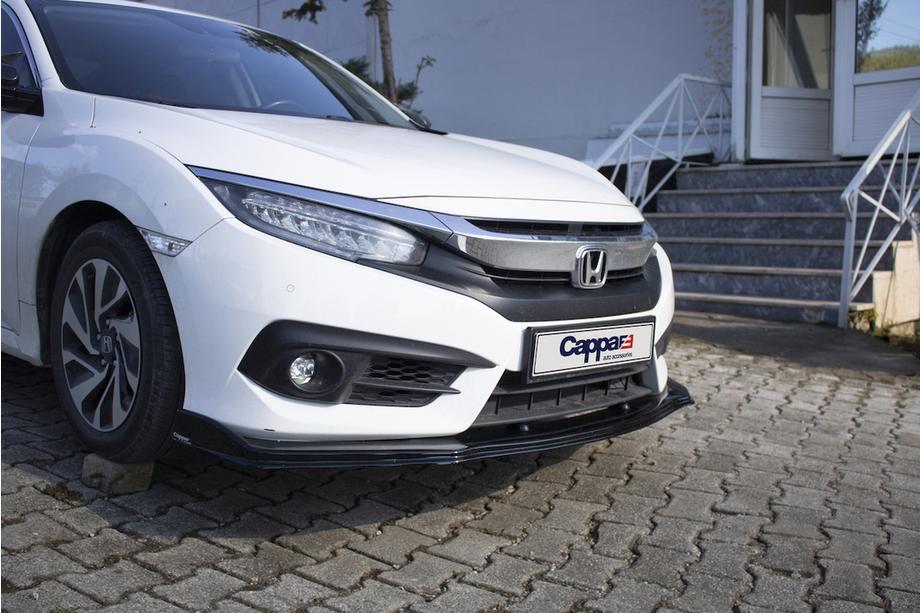 Honda Civic Sedan X 2016-2021 рр. Накладка на передній бампер ЛИП V1 (чорна) Фото 7