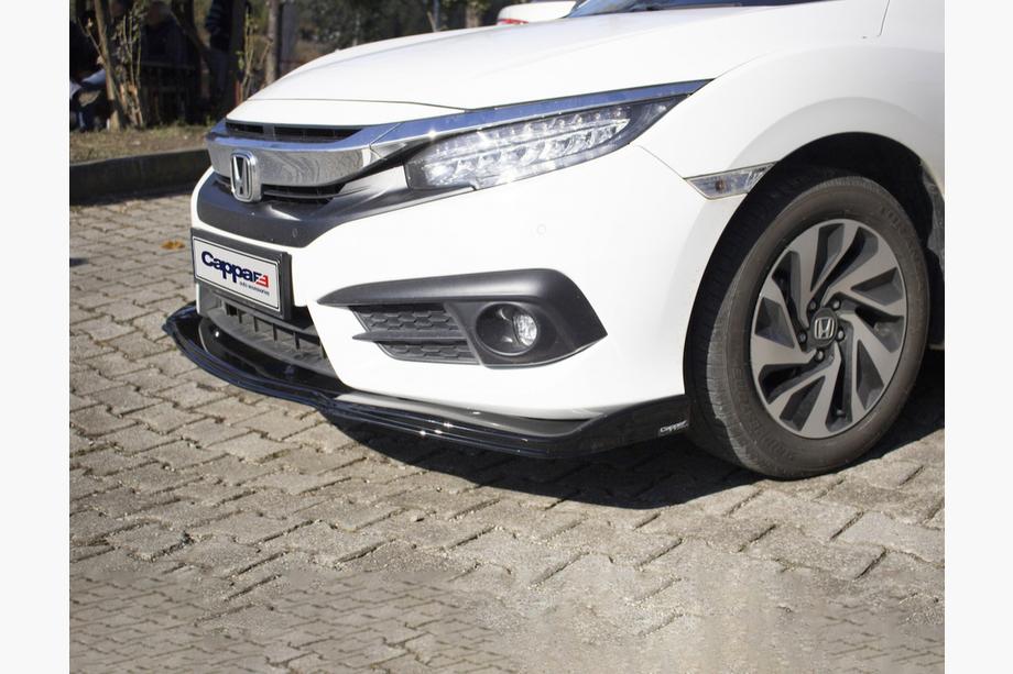 Honda Civic Sedan X 2016-2021 рр. Накладка на передній бампер ЛИП V1 (чорна) Фото 2