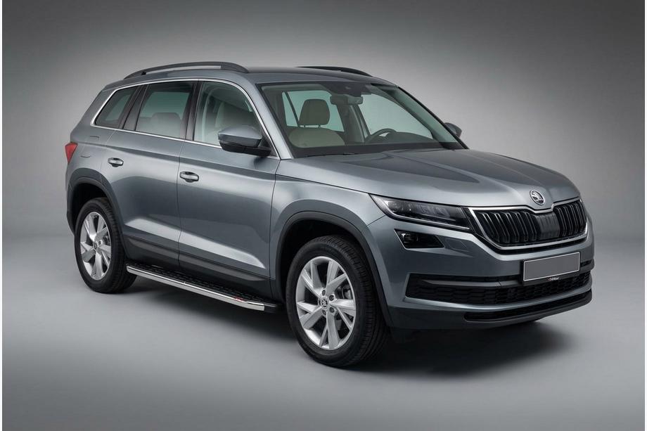 Skoda Kodiaq 2016-2023 рр. Бокові пороги BlackLine (2 шт., алюміній) Фото 1